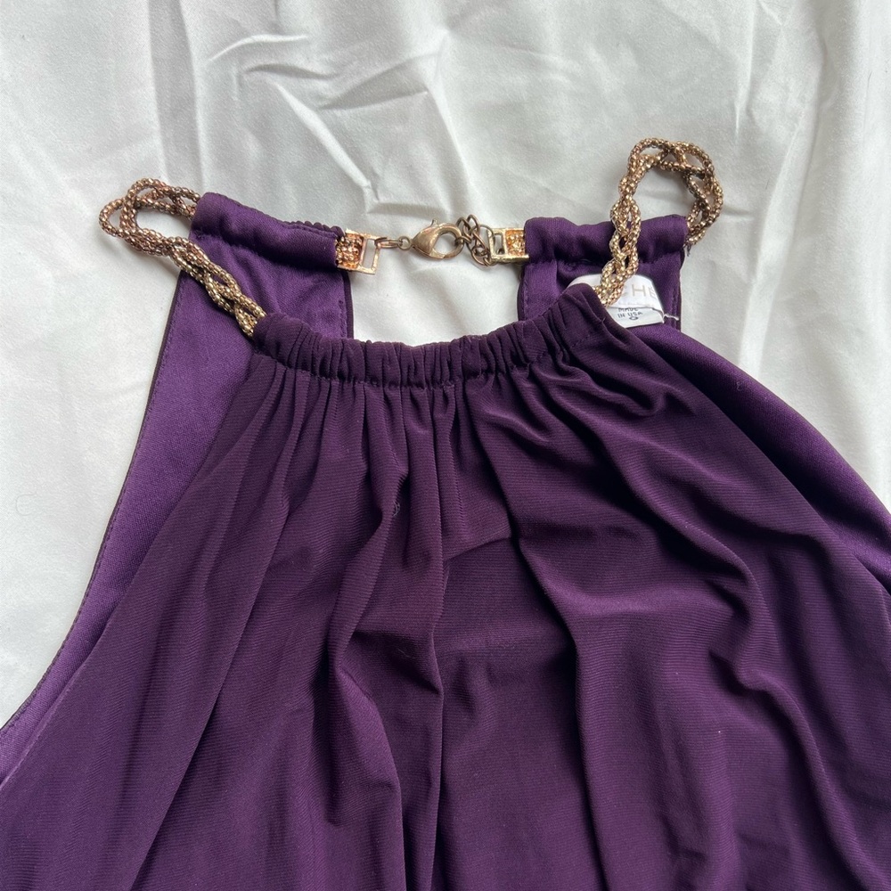 Cache Y2K Purple Chain Halter Cocktail Dress – Size 0 - Picture 4 of 6